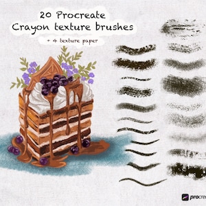 Crayon Texture Brush Pack: 20 Procreate Brushes, 4 Texture Papers (Digital Download)