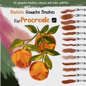 Realistic Gouache Procreate Brushes: Textured Canvas Painting Kit (Digital Download)