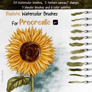 28 Procreate Watercolor Brushes, Realistic Digital Art Brushsets, Painting Brush Kit for Procreate, Paper texture Canvases, Color Palette