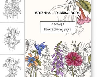 Botanisches Malbuch mit Blumen zum Ausdrucken | 31 Blumenmotive für Erwachsene | Malbuch mit Wildblumen (PDF) | Sofort-Download