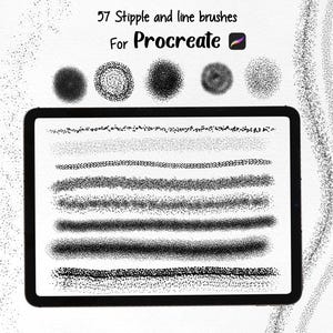 57 Procreate Brushes, Stipple and Fine Liner Brushes, Procreate Tattoo Brush Set, Stippling, Dotting, Dots, Shading brushes, Lineart Brushes