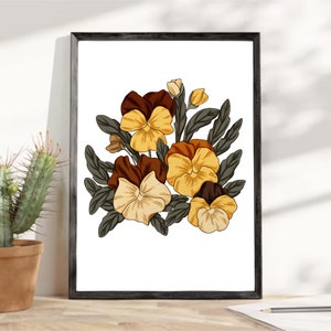 Pansy Flower Print: Botanical Illustration, Floral Wall Art (Digital Download)