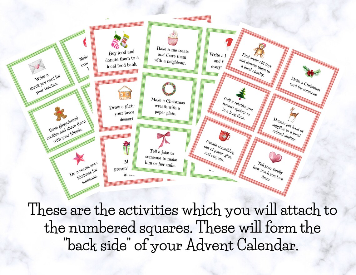 Advent Calendar Printable Advent Calendar Fillers Advent Etsy