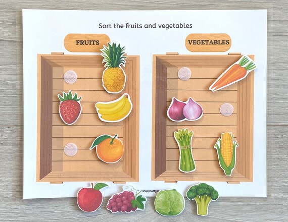 Sort Fruits and Vegetables Busy Book Printable Printable | Etsy Australia