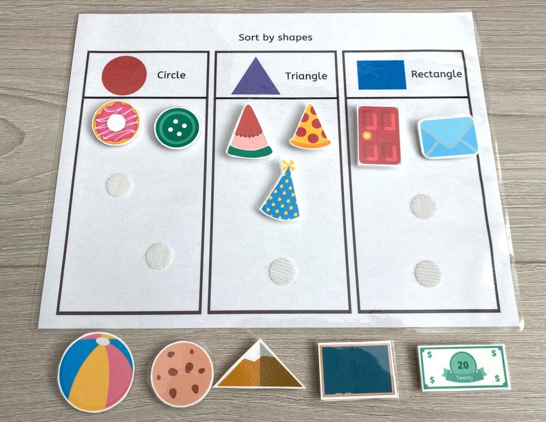 Sort by Shapes Worksheet Busy Book Pages Preschool Busy - Etsy Canada