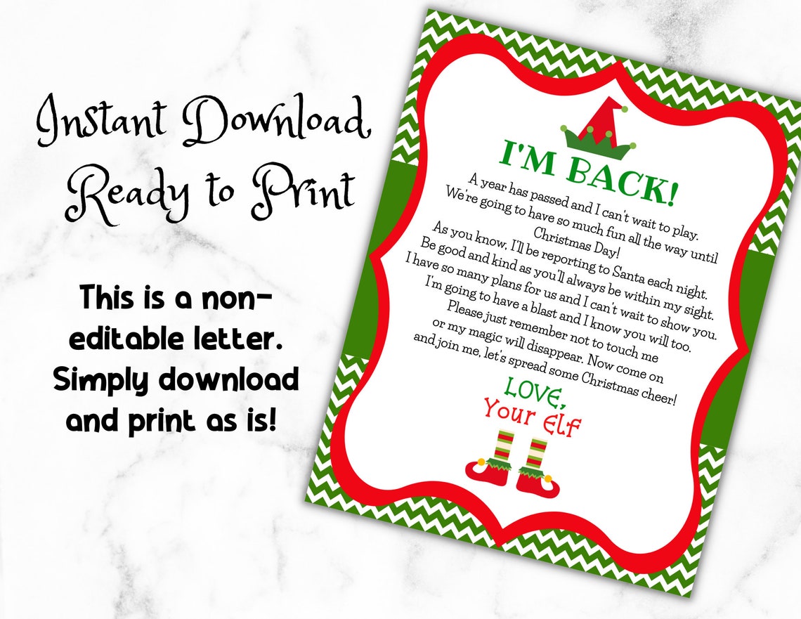 Elf Arrival Letter Printable Elf Letter Elf Letter Etsy Canada