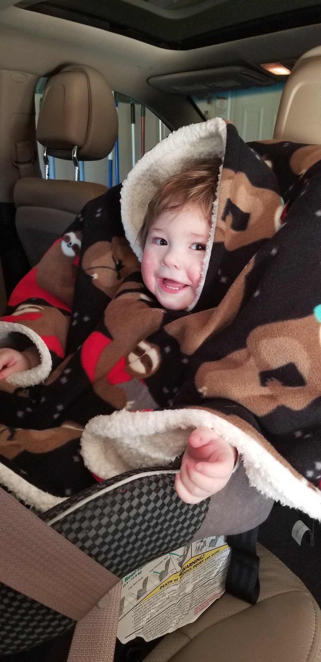 Car Seat Fleece/flannel Hooded Poncho Infant or Toddler Etsy