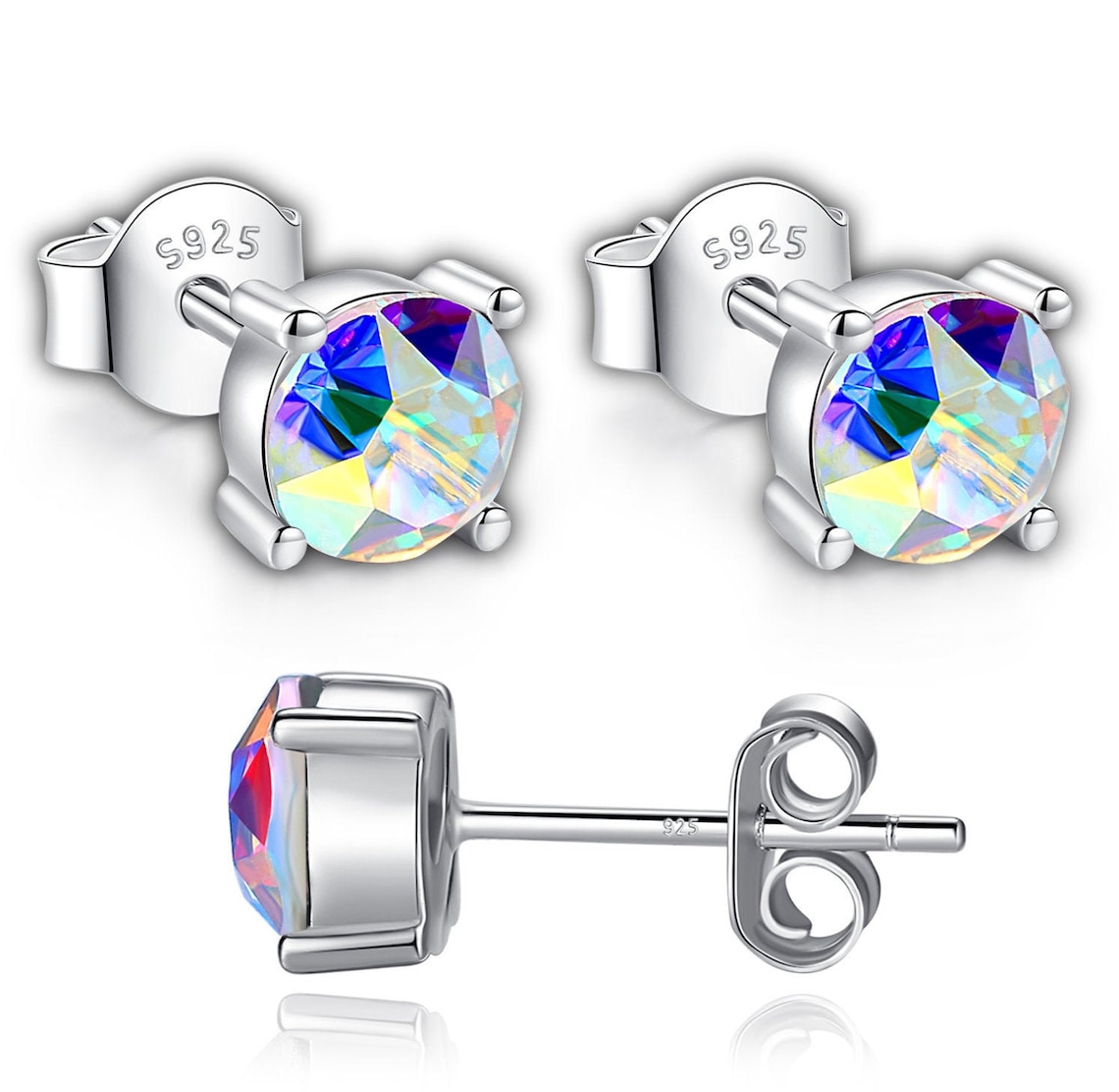 Swarovski Stud Earrings 925 Sterling Silver Stud Earrings Etsy