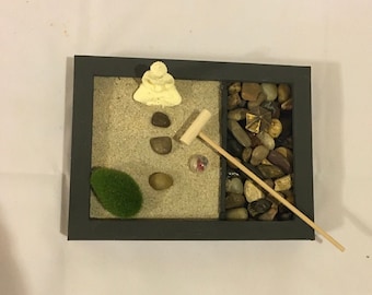 Mini zen garden compact with accessories