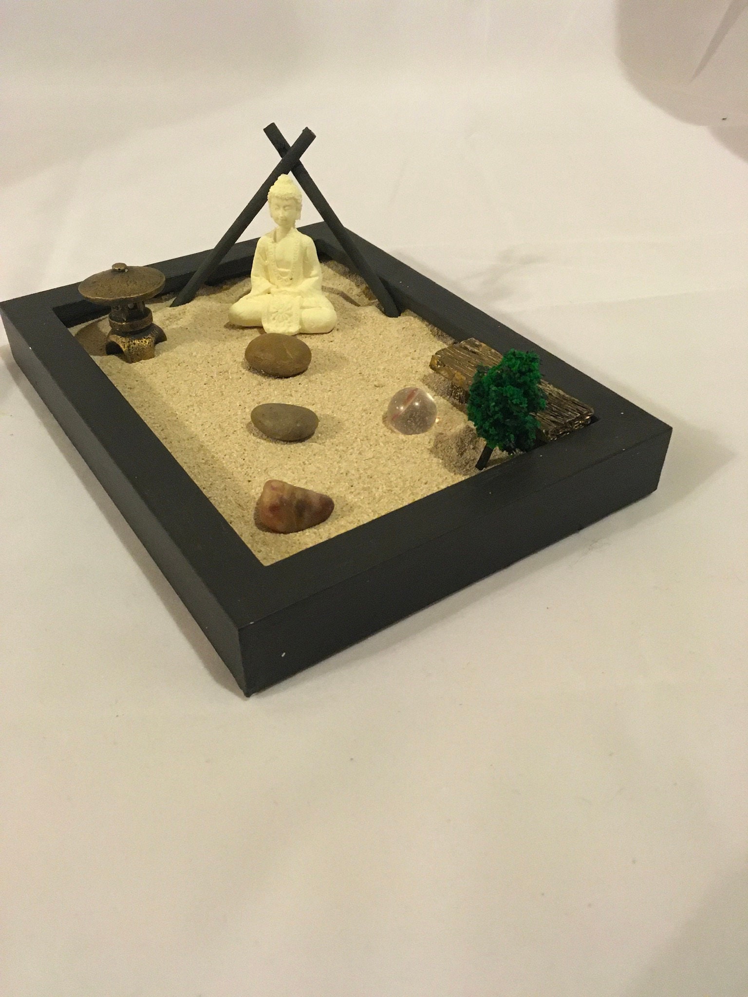 Miniatur Zen Garten Kit aus Holz inklusive aller Accessoires Etsy