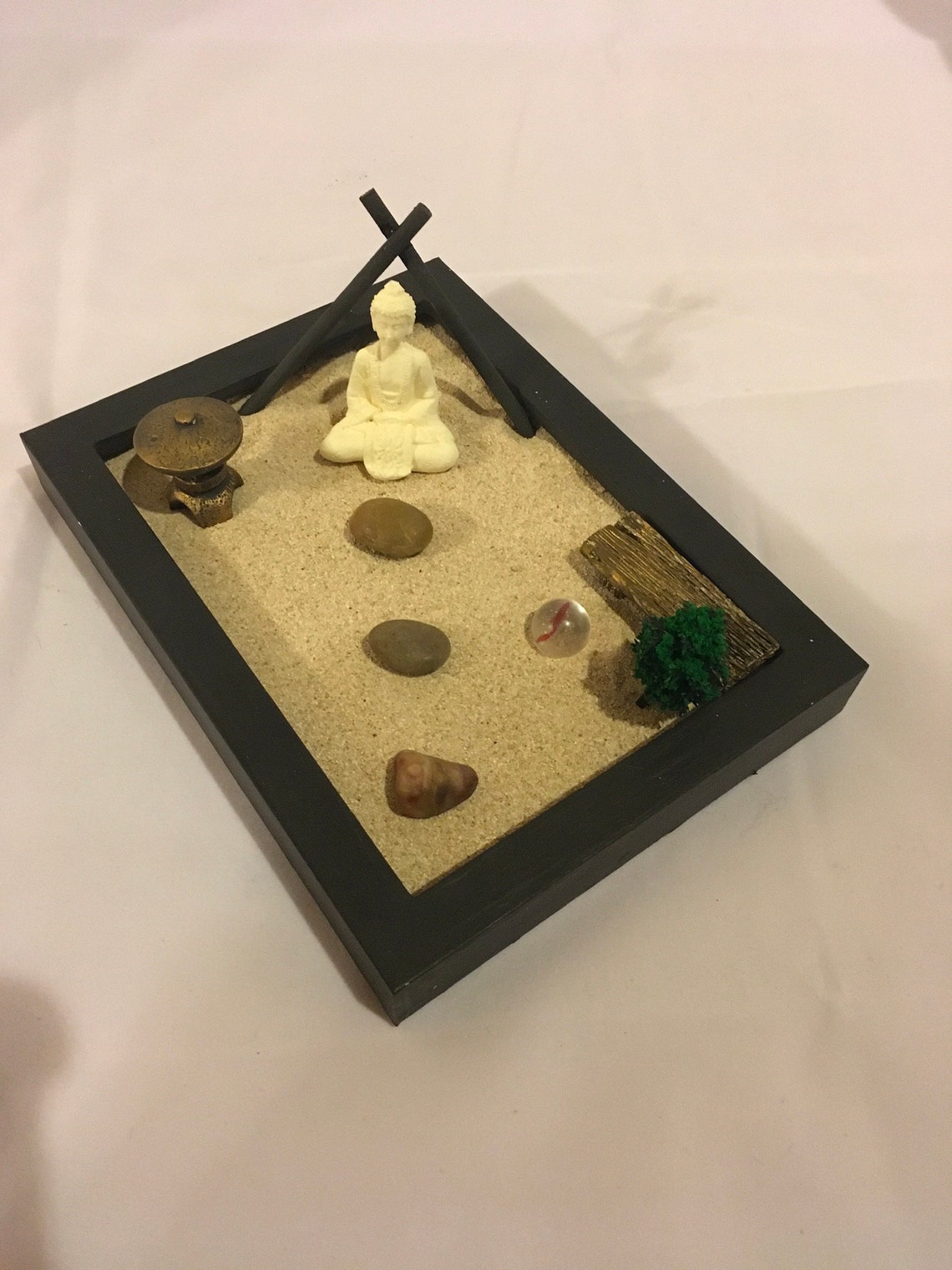 Miniatur Zen Garten Kit aus Holz inklusive aller Accessoires Etsy