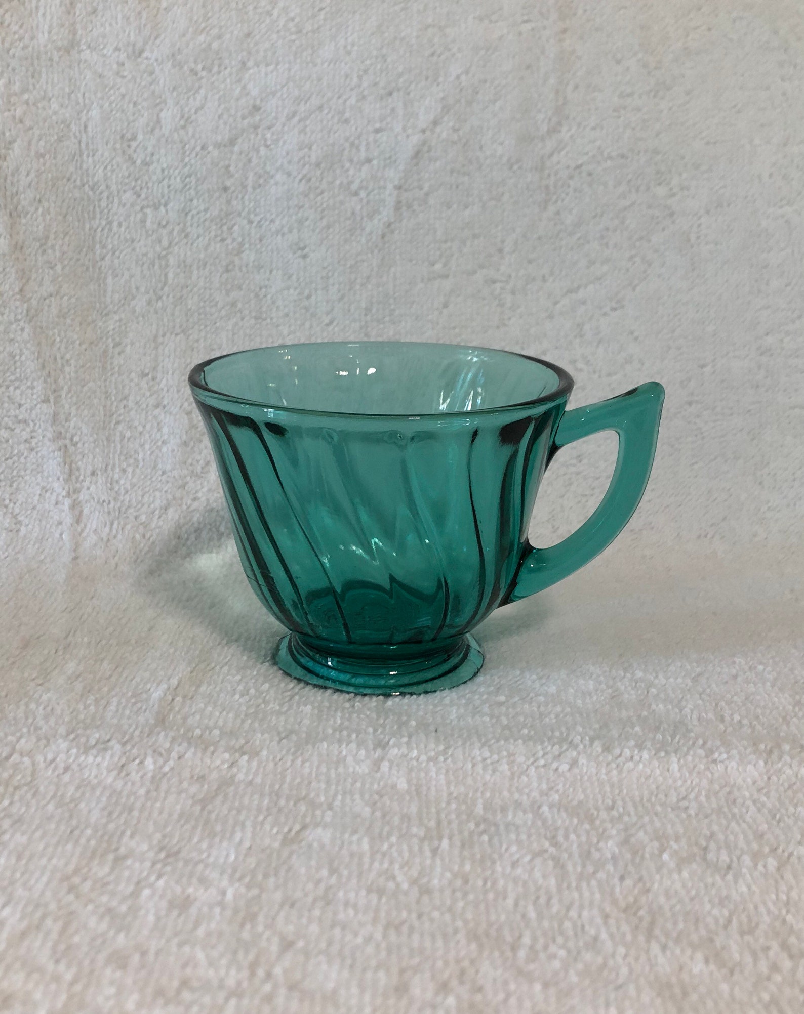 Glass Swirl Ultramarine Footed Cup Depression Glass Etsy