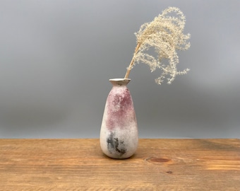 Handmade Ceramic Japandi Vase, Pit Fired Pottery, Dried Flower Vase, White Unglazed Decorative Pottery, Wabi Sabi Decor, Housewarming Gift,