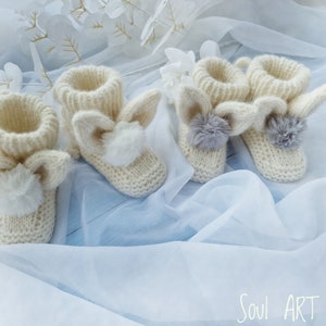 READY-TO-SHIP, 0-3 month, Baby booties, alpaca,  merino wool, baby socks