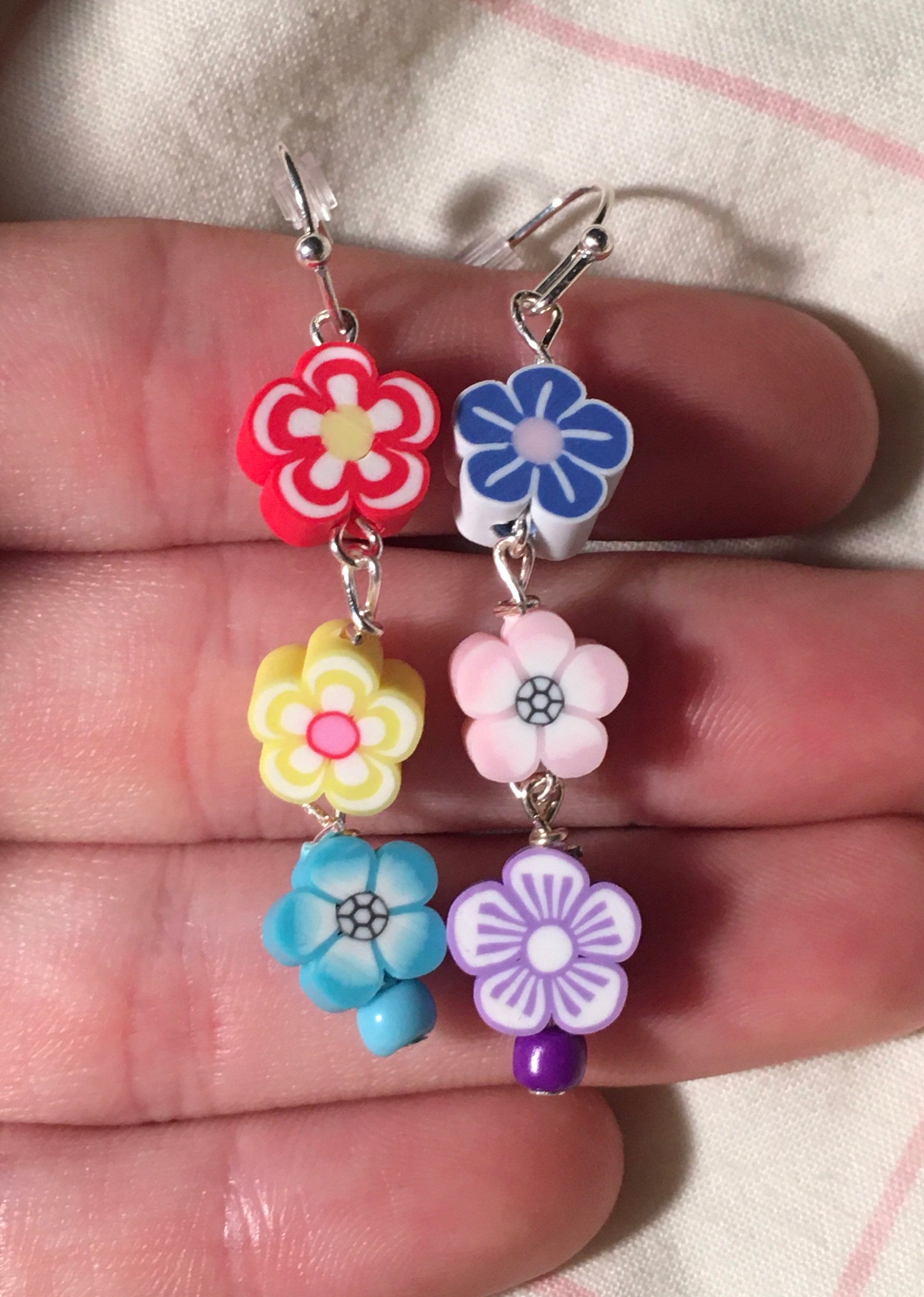 Flower Dangle Earrings Etsy
