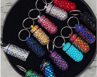 Rhinestone Key chain Pill Container