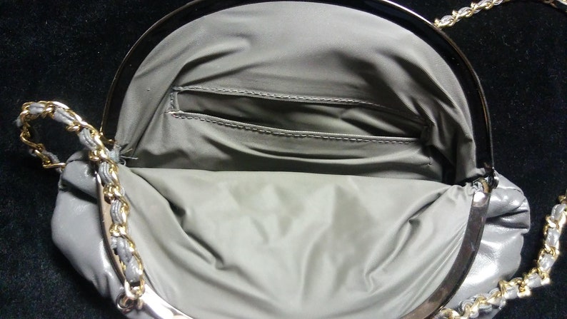 Vintage 90/'s Fashion Women/'s Gray Purse Handbag Ladies Shoulder Clasp Bag