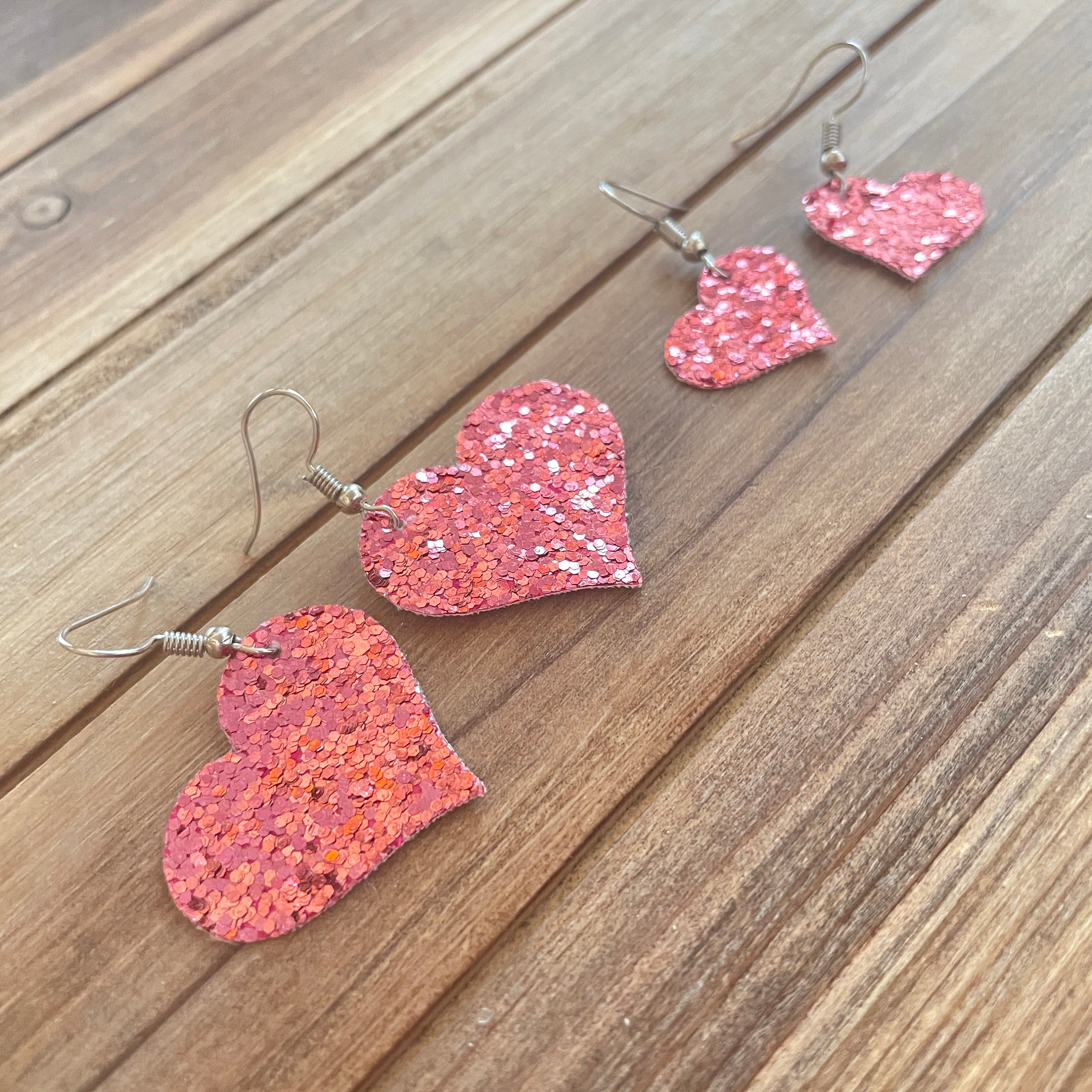 Heart Valentine's Day Earrings faux leather sparkly | Etsy