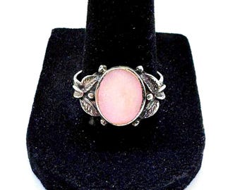 Vintage Mother of Pearl Sterling Silver Signed Ring Size 9