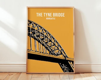 Tyne Bridge Newcastle Quayside Gateshead Travel Poster Print, North East Newcastle Upon Tyne Wall Art