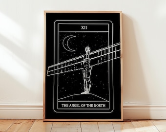 Angel of The North Tarot Card Style Print Gateshead Newcastle upon Tyne Art Print, North East England UK Local Wall Art