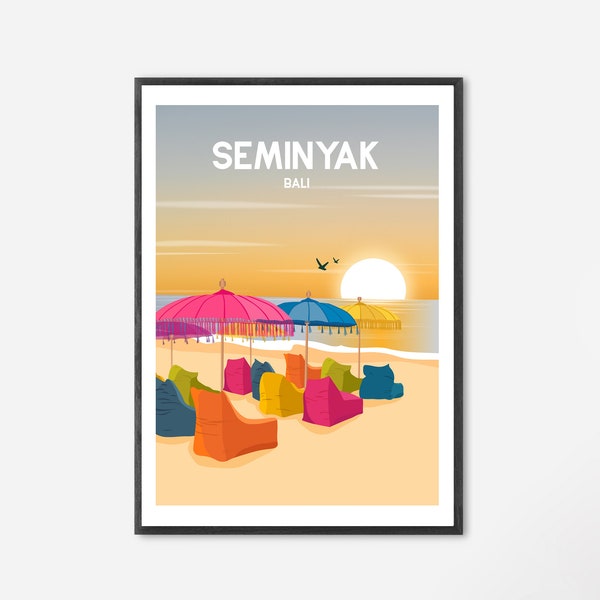 Seminyak Bali Travel Print, Bali Indonésie, Travel Print, Cadeau de nouveauté, Wall Art