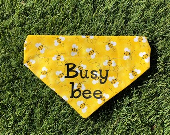 Dog Bandana Bee Bumblebee Busy Bees Summer Bandanna Over the Collar Bandana Yellow Black Pet Bandana Puppy Cat Scarf Scarves
