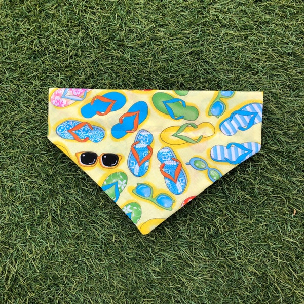 Summer Flip Flop Sunglasses Beach Vacation Dog Bandana Over the Collar Cute