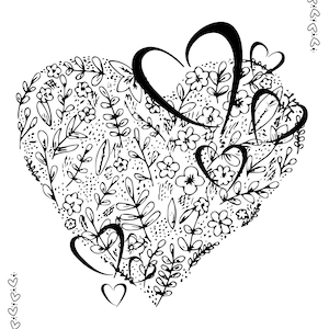 With All My Heart Digital Adult Coloring Page