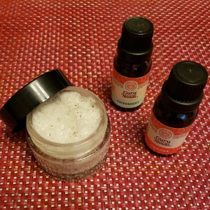 NEW Orange-Mint Sugar Scrub with 2 essential oils, two-ounce jar for dry, chapped hands