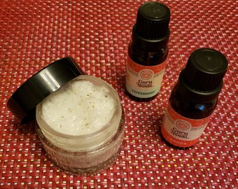 NEW Orange-Mint Sugar Scrub with 2 essential oils, two-ounce jar for dry, chapped hands