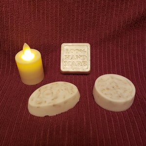 Three Bars of Handmade Honey and Oatmeal Goat&#39;s Milk Soap, 2 ounce bars