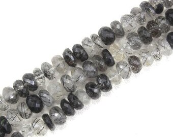 Natural Black Rutile 6mm Faceted Beads|Black Rutile Faceted Beads|Wholesale Beads|Rutile Rondelle Beads Semi precious Faceted|Gemstone Beads