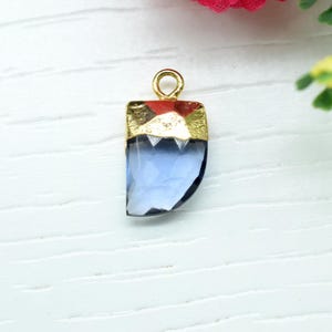 Iolite Quartz Horn Shape Pendant | Fancy Gemstone Connector with Single Bail | Handmade Jewelry Charm | Beaded Gem Component