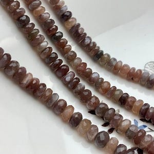 Chocolate Moonstone 8 mm Faceted Rondelles | Natural Chocolate Moonstone Strand | Top Quality Moonstone Beads for Jewelry Making & Craft image 3