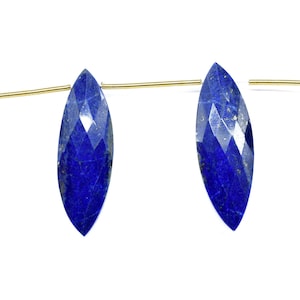 Faceted Blue Sapphire Briolettes | 10x30mm Teardrop Gemstone Drops | Deep Blue Sapphire Beads | Luxe Jewelry Components | Handmade Supplies