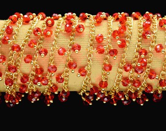 Wunderschön gefertigte Rubin Quarz Kette | Elegant handgefertigte rote Rosenkranzkette | Perlenkette Durch Fuß | Draht Gewickelt | Schmuck Zubehör