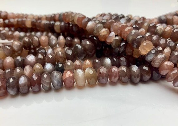 Chocolate Moonstone 8 mm Faceted Rondelles | Natural Chocolate Moonstone Strand | Top Quality Moonstone Beads for Jewelry Making & Craft
