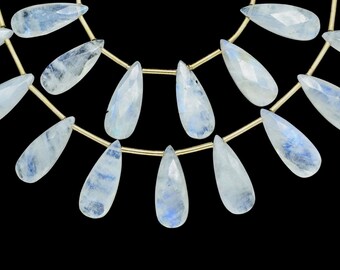Briolettes facetados de piedra lunar arcoíris/Cuentas de lágrima de piedra preciosa/Hilo de piedra lunar de 5 pulgadas/Suministros para hacer joyas/Joyas de lágrima de piedra lunar/Regalo