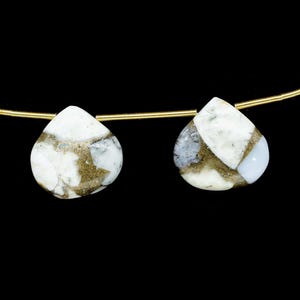 White Copper Turquoise  - 14mm Heart Shape Briolettes | Briolettes For Jewelry Making | Jewelry Making Gemstone Drops | Semi Precious Bead