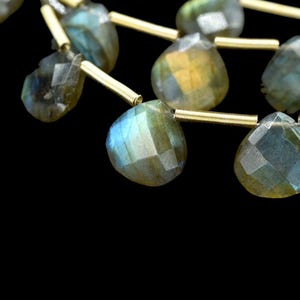 Labradorite Finest AAA Quality - 10 mm Heart Shape Briolettes | Labradorite briolettes for making jewelry |  Beads For Wire Wrapped Jewelry
