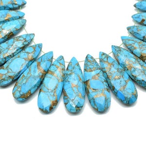 Copper Turquoise Drops | 10x30mm Faceted Beads | Natural Gemstone Jewelry Supplies | Artisan Craft Beads | Gift for Jewelry Makers