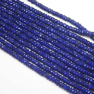 Perles rondelles de lapis-lazuli | Perles à facettes de 8 mm à 8,5 mm| Perles de pierre bleu foncé | Perles semi-précieuses| Perle lapis grande taille| perles de belle qualité