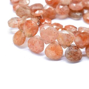 1 Strand Natural Sunstone Gemstone|Sunstone side cut heart briolette|Gemstone Bead| Faceted Gemstone beads Jewelry|Sunstone Heart Shape|Gift