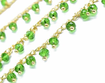 Peridot Cluster Rosary Chain | Faceted  Dangling Beaded Rosary | Unique Wire Wrapped Jewelry Chain | Handmade Bead Rosary for Jewelry Making