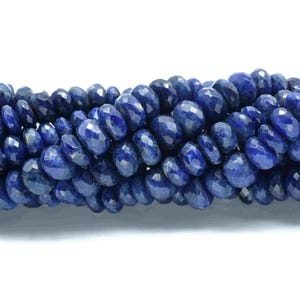 Perles rondes à facettes en pierres précieuses naturelles de lapis-lazuli | Chapelet de perles bleues de 8 à 8,5 mm pour la fabrication de bijoux | Perles Rondelles Lapis Lazuli