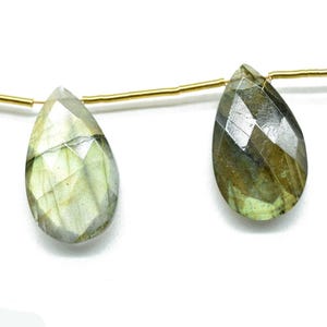Faceted Labradorite Pear Shape Briolettes | 12x20mm Teardrop Gem Beads | Natural Labradorite Beads | Jewelry Making Components