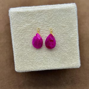 Vibrant Ruby Wire Wrapped Teardrop Connector | Handmade Birthstone Charm | Handmade Jewelry Supply | July Birthstone DIY Charm