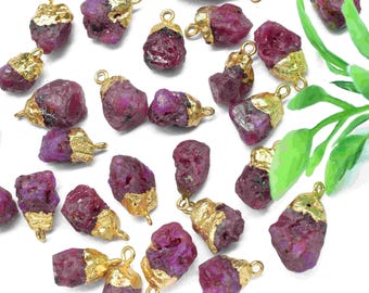 Raw Ruby Rough Stone Pendant | July Birthstone Jewelry | Handmade Natural Gemstone Pendant | Statement Ruby Charm Gift