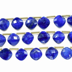 Radiant Blue Sapphire Square Briolettes | 12mm Faceted Gemstones | Perfect For Jewelry Making & Elegant Beaded Strand Designs | Gift Idea